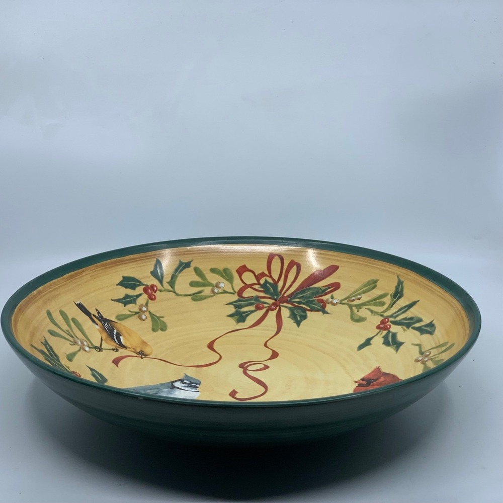 Lenox Winter Greetings Cardinal 14" Pasta Serving Bowl Catherine McClung READ